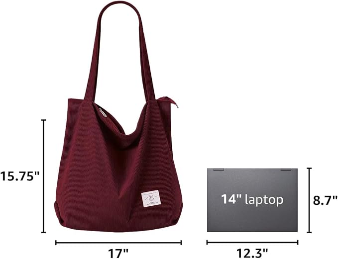 KALIDI Women Corduroy Tote Bag Zipper Casual Tote's Handbag Big Capacity Shoulder Bag with Pockets - Image 3