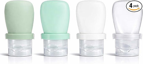 1 oz Silicone Travel Bottles, Leakproof Squeeze Bottle Mini Travel Size Container for Toiletries Lotion Shampoo and Conditioner Liquid Salad Dressing to go Condiment, TSA Approved, 4 Pack by WXOIEOD