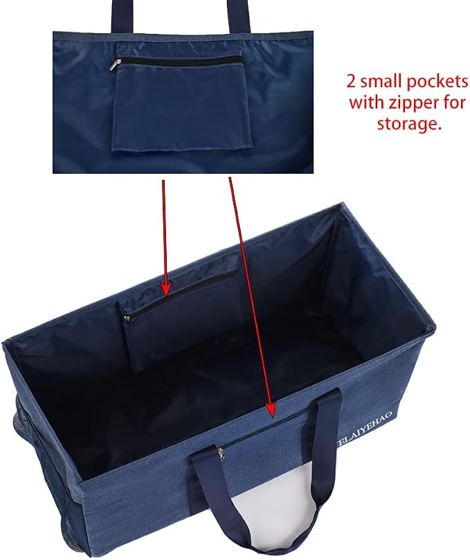 YELAIYEHAO Large Utility Tote Bag, Foldable Collapsible Tote for Storage Pool BeachShopping picnic laundry gym and Luggage - Image 8
