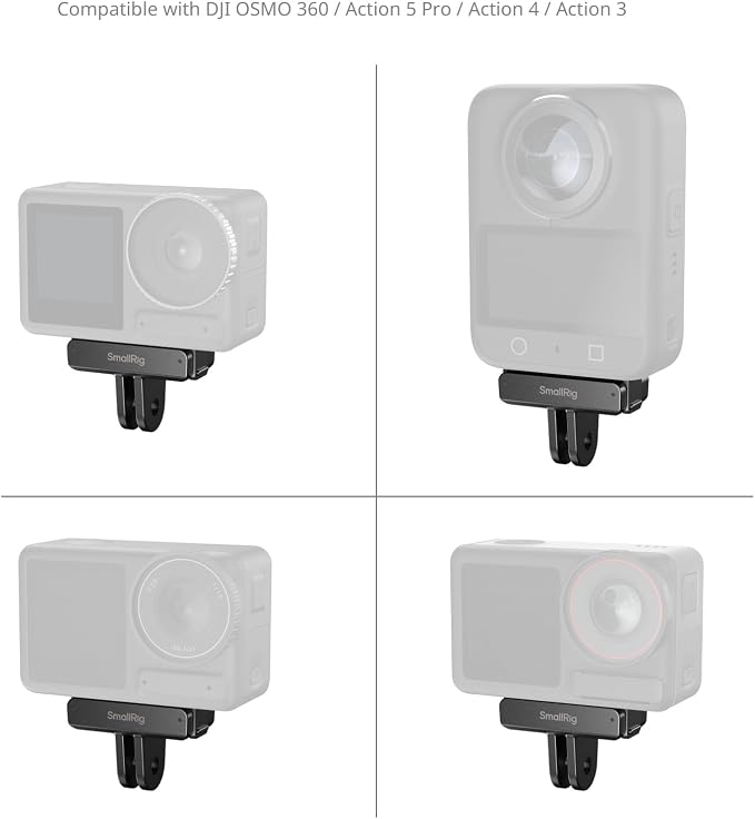 SMALLRIG Quick Release Mount (2pcs) for DJI Osmo 360/ Action 5 Pro / 4/3, Adapter Support with Incorporates 2-Prong Mount for Magic Arm, Selfie Stick, Crab-Shaped Clamp - 5813 - Image 9