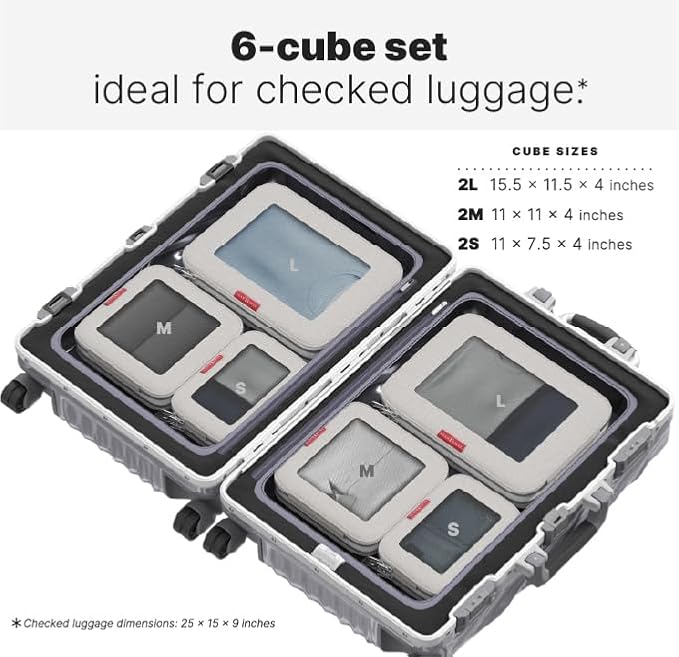 LeanTravel Premium Compression Packing Cubes for Travel - Suitcase Organizer Bags with Double Zipper & Breathable Mesh Panel - Space Saving Carry On Luggage Essentials (6-Pack, Sand) - Image 2