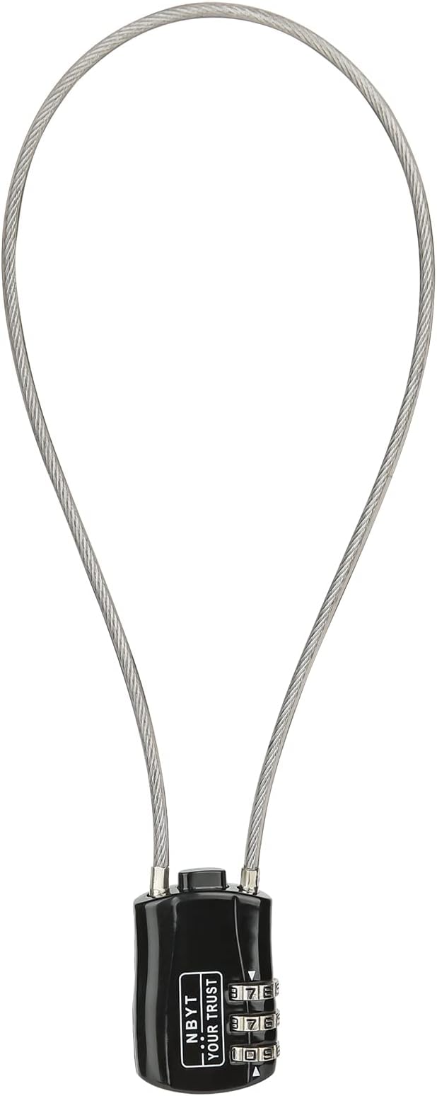 3-Digit Steel Cable Combination Padlock, Wire Diameter 3/24", 24" Circumference,for Travel Luggage, Backpack, Cycling Helmet, Small Cabinet, Gym Cabinet, Suitcase by NBYT