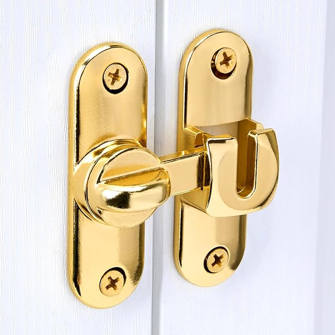 Gold 90/180 Degree Barn Door Latches,Flip Gate Lock | Zinc Alloy Flip Gate Latches,Right Angle Door Lock,for bedroom,garage,sliding door,window,cabinet,drawer,pet enclosures - Image 5
