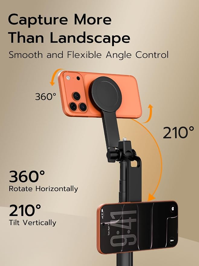 69" Magnetic Tripod for iPhone with Magnetic Light (MPT-04) | Selfie Stick with Magnetic Selfie Light & Remote, Extendable Tripod, Vlogging Kit for Magsafe iPhone/Android Video Recording - Image 6