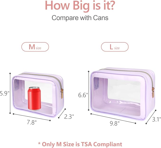 Clear Makeup Bag Foldable - TSA Approved Toiletry Bag for Travel | Metal Zipper, Reinforced Seam, Water Resistant, Medium for Carry-on, Large for Checked Luggage, for Car Storage Organizer - Image 4