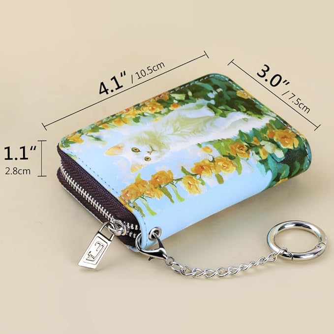 FurArt Zipper Wallet Women RFID Credit Card Holder keychain Wallet | ID Window RFID Blocking Compact Small business 15/16 slots - Image 6