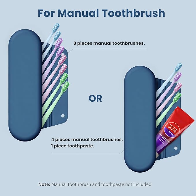Silicone Electric Toothbrush Travel Case, Manual Toothbrush Travel Cover for Men and Women,Toothbrush Holder for Travel,Gym and More, Fits Most Manual and Electric Toothbrushes - Blue - Image 3