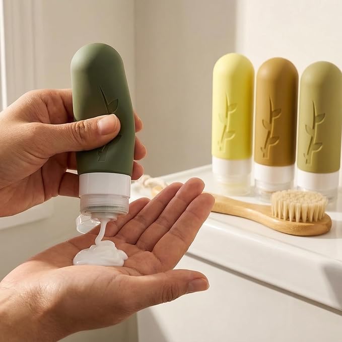 DEPOZA Travel Bottles Kit (16 Pack) - TSA Approved, Leak Proof Silicone Squeezable Containers for Toiletries. Complete Set with Jars, Sprayers & Bag (M-Green) - Image 3