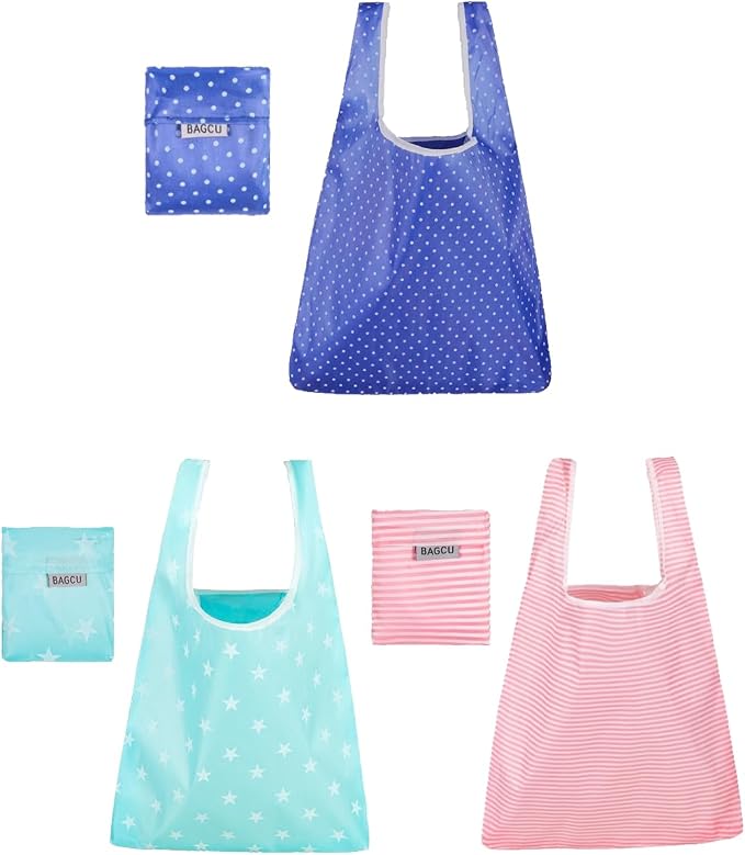 Everyday Reusable Grocery Bag, Lightweight Foldable Tote with Comfortable Handle for Daily Errand, Travel, Car Use by IOFFICEGO