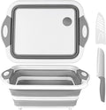 QiMH Collapsible Cutting Board - Foldable Multi-function Dish Tub - Washing and Draining Veggies Fruits Food Grade Sink Storage Basket(8.5 Quart) - New Kitchen and Camping Essentials(Knife Included) by Qimh