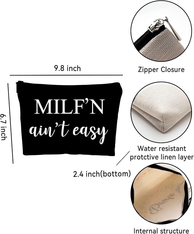 ZUYUROU Funny Makeup Bag for Mom - Sassy Cosmetic Pouch with Humorous Quote - Novelty Travel Toiletry Organizer for Women - Unique Birthday, Mother's Day Gag Gift for Wife or Girlfriend (Black) - Image 2