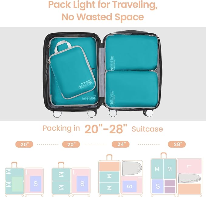 Cambond Compression Packing Cubes for Travel - Luggage Suitcase Organizer | Compression Zip Design for Space-saving, Expandable, Lightweight, Keep Clothes Sorted, Luggage Space Tidy, Carry on Pack Fast - Image 5