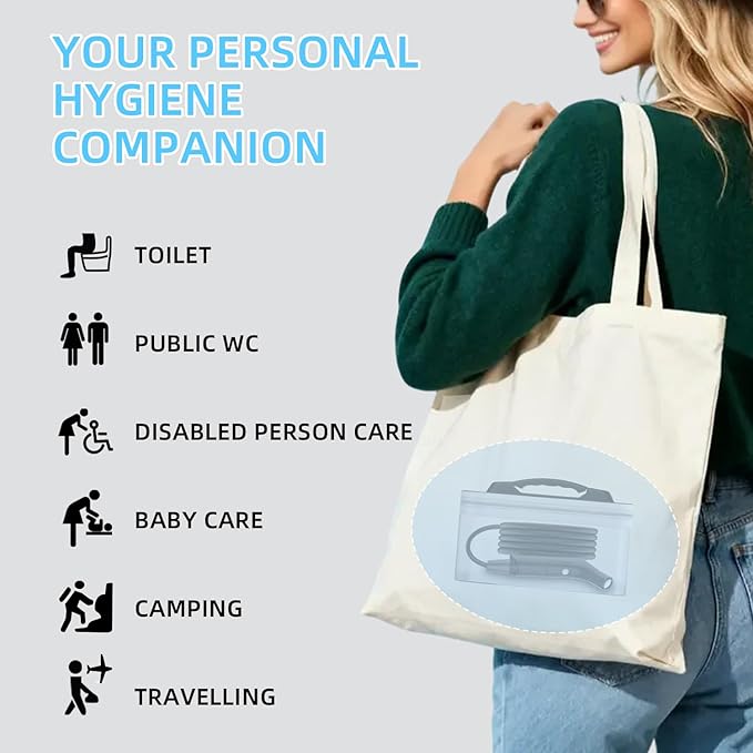 Portable Bidet for Travel with Soft and Strong Water Pressure Modes, USB-C Rechargeable Travel Bidet, Large 2.3L Water Tank for Home and Camping Use (Black) - Image 5