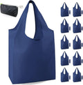 BeeGreen Navy Blue Reusable Grocery Bags Bulk 10 Packs, Kitchen Reusable Shopping Bags 50LBS Large, Machine Washable Durable, Easily Foldable with a Storage Bag by BeeGreen