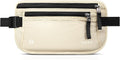 VULKIT Money Belt for Travel, Hidden Passport Holder, Anti-Theft Travel Wallet Under Clothes, RFID Blocking Waist Pouch, Undercover Fanny Pack, Cream White by VULKIT