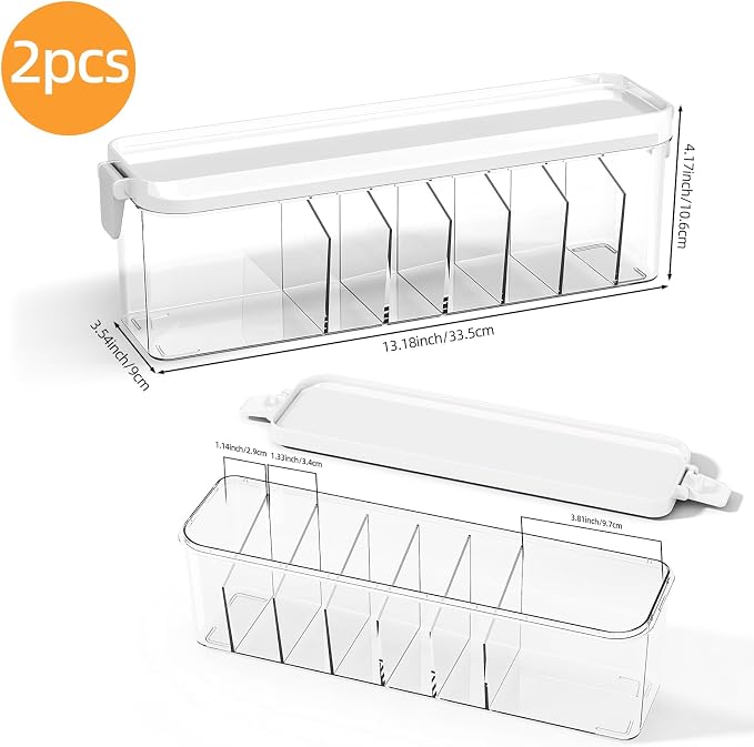 2 Pack Cable Organizer Box with Lid, Charge Cord Storage Organizer | Stackable Cable Storage Box, Fixed Dividers, No Cable Ties, Clear Dustproof Wire Management for Home Office Electronics - Image 5