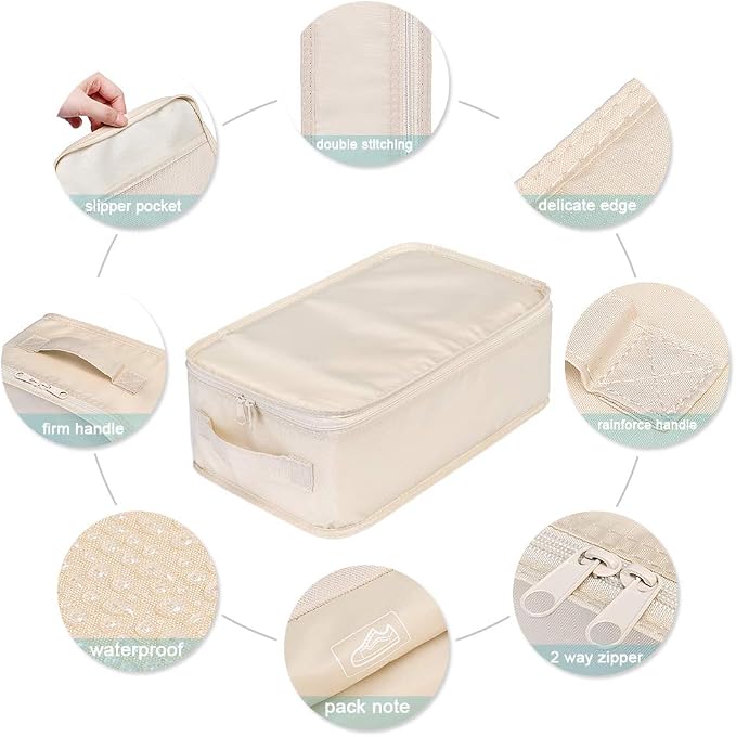 JJ POWER Travel Shoe Bags, Foldable Waterproof Shoe Pouches Organizer-Double Layer (2 Pink Shoe Bags) - Image 5
