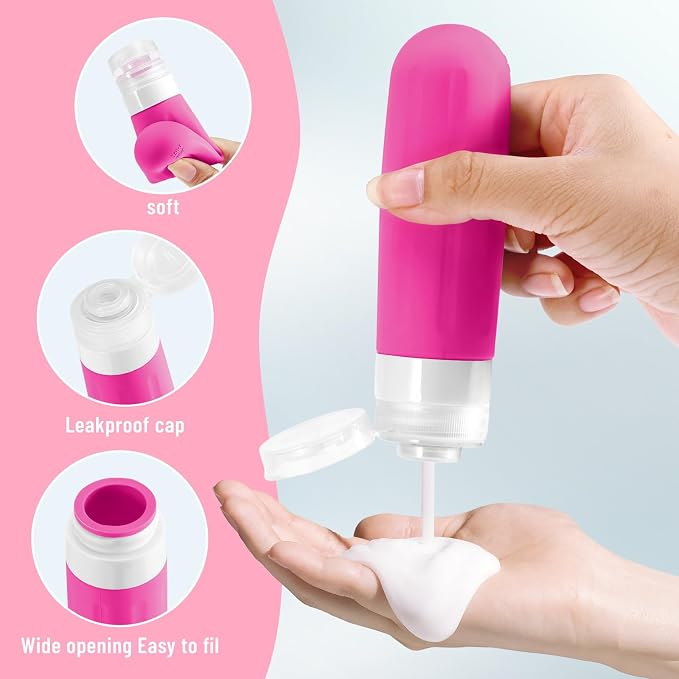 Landisun Travel Bottles for Toiletries 18Pack Travel Size Containers Toiletry Travel-Containers TSA Approved Leak Proof (Crimson) - Image 3