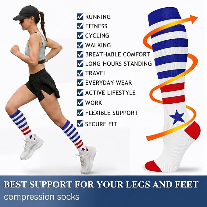 Sooverki Compression Socks for Women and Men Circulation (3/4 Pairs) is Best Support for Running Athletic Cycling Hiking - Image 6