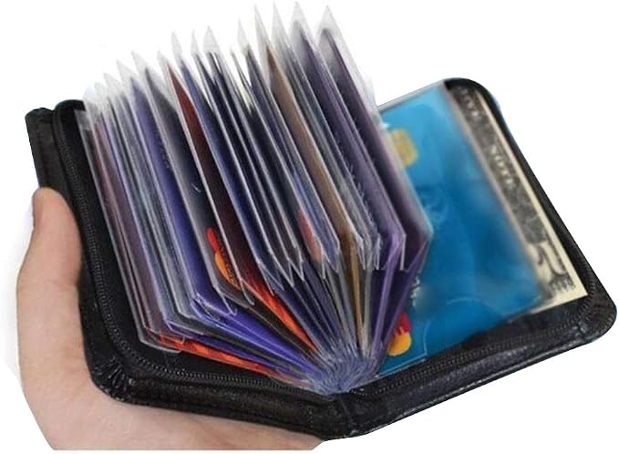 Credit Card Holder Wallet RFID Blocking Leather Wallet for Men and Women with Zipper, Huge Storage Capacity - Image 9