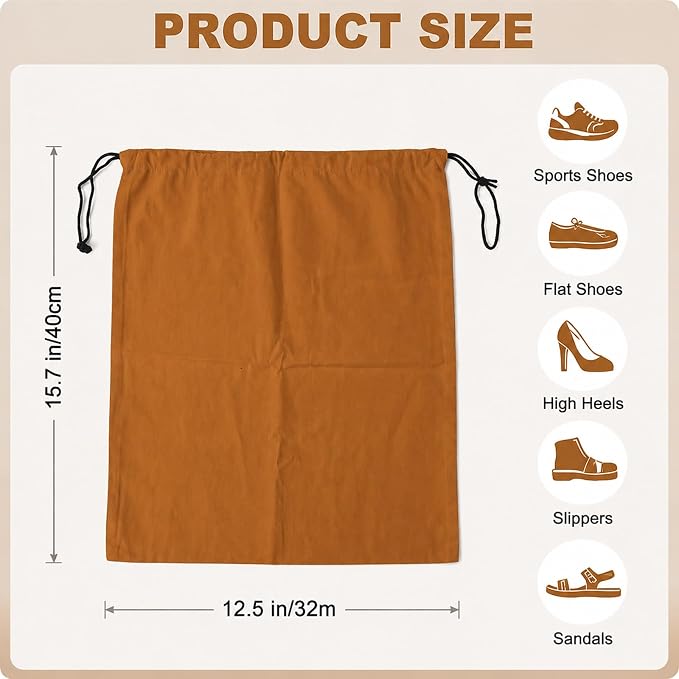 4 Pcs Shoe Bags for Traveling, 13.8" x 12.6" Dust Bags for Shoes with Drawstring for Women and Men, Travel and Home Storage(Brown) - Image 2