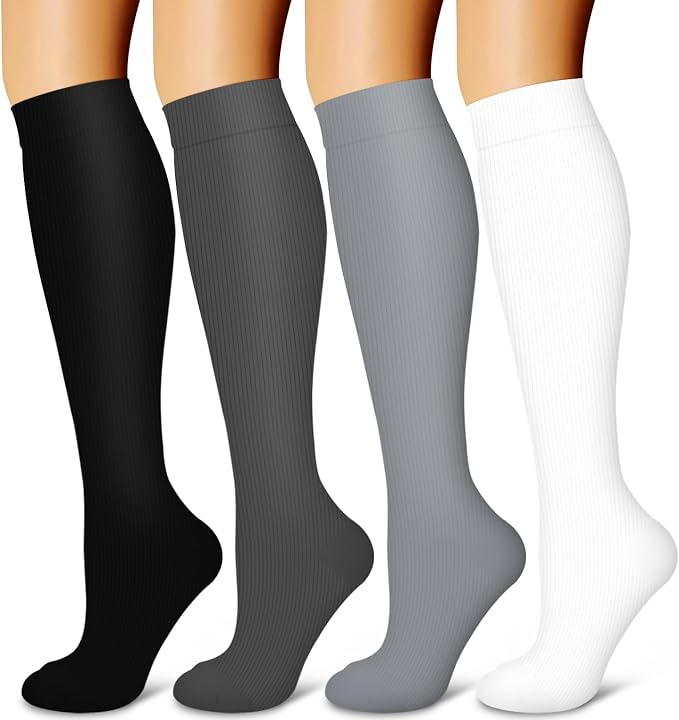 4 Pairs-Compression Socks for Women&Men Circulation-Best Support for Nurses,Running,Athletic by LaiteHebe