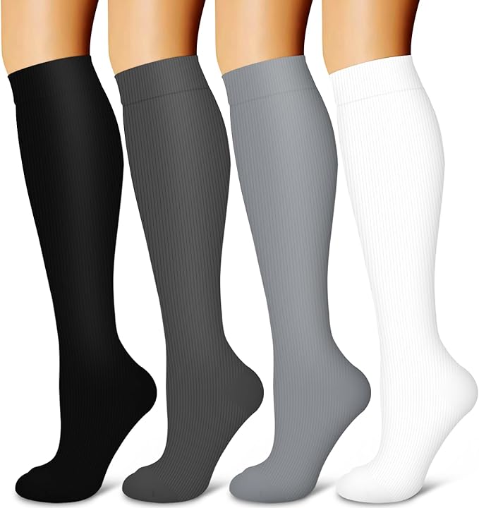 4 Pairs-Compression Socks for Women&Men Circulation-Best Support for Nurses,Running,Athletic by LaiteHebe