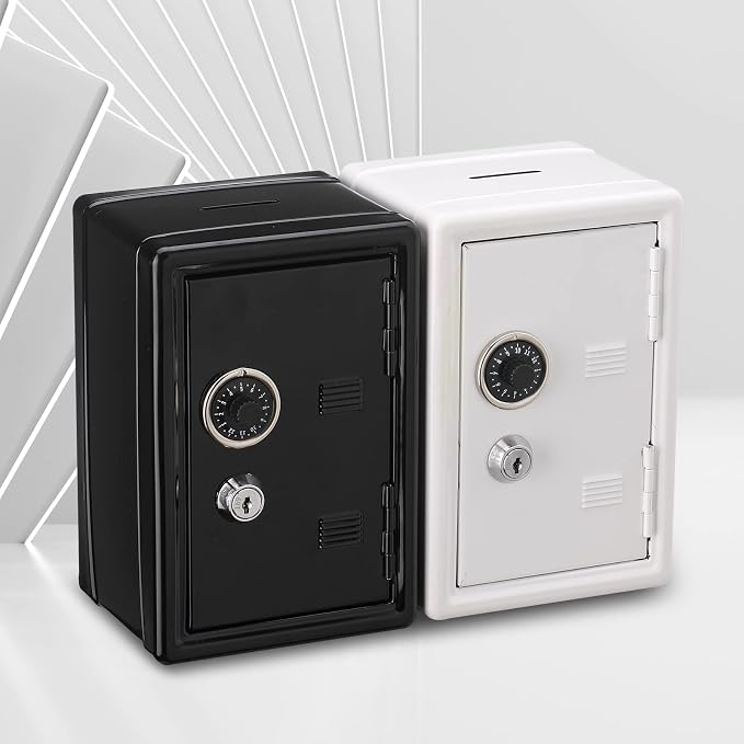 Younion Mini Money Safe and Cash Lock Box, 4.6"x 4.2"x 6.9" Black - Image 7