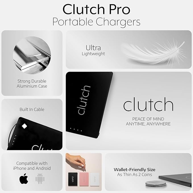 Clutch - Pro USB-C Portable Charger - Compatible with iPhone 15, 16, 17 & Android Devices - Power Bank Magnetic Battery - TSA Travel Approved - USB Rechargeable - Built-in Cable - 5000 mAh - 3.7oz - Image 2
