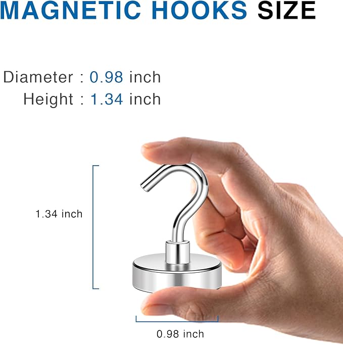 LOVIMAG Magnetic Hooks for Cruise Cabins, 85LBS, 6 Pack | Heavy Duty Neodymium Magnet with Hook Essentials for Classroom, Fridge, Ceiling, Hanger, Silver - Image 2