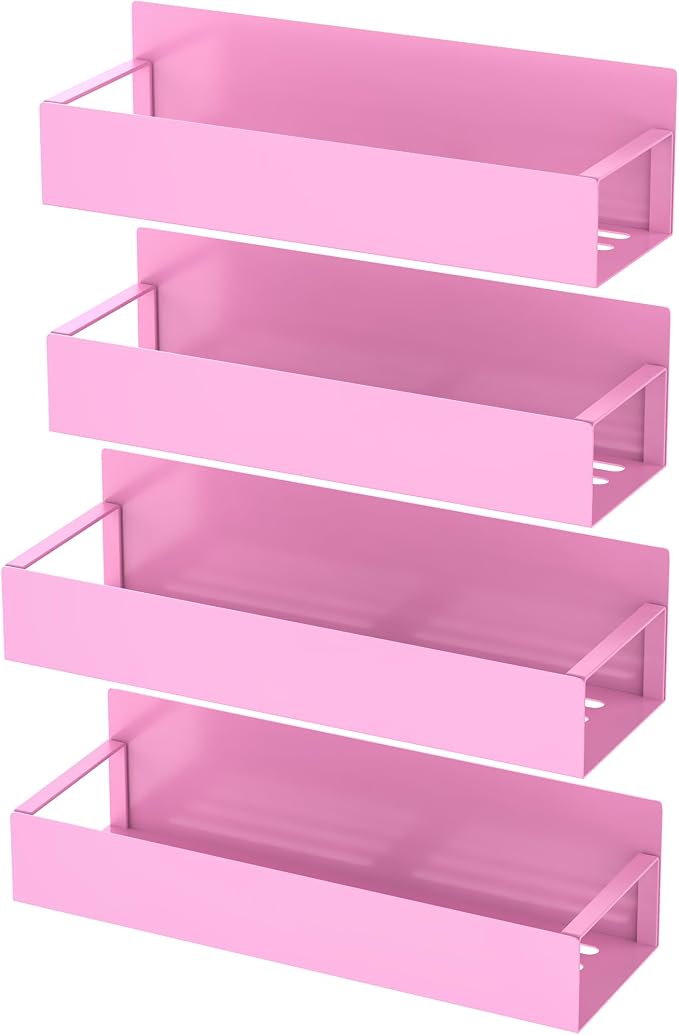HuggieGems Metal Magnetic Spice Rack for Refrigerator Pink, 4 Pack | Magnetic Shelves Heavy Duty for Fridge in Kitchen, Seasoning Storage Organizer, For Oven Washer and Dryer, For Heavier Items - Image 5