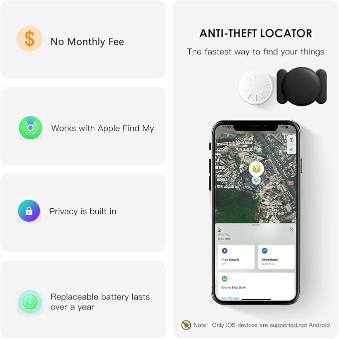 GPS Tracker for Vehicles, 2PCS MINI Tracker Device for Vehicles, Real Time Magnetic Car Tracker, Work with Find My (iOS Only), No Monthly Fee Car Tracker Device Hidden for Cars Kids Dogs, Waterproof - Image 2