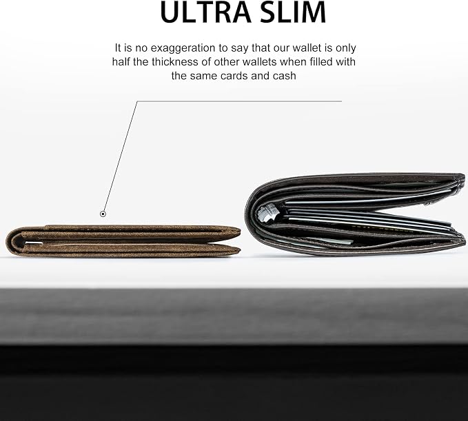 GSOIAX Slim Wallet for Men Rfid Blocking Leather Bifold Front Pocket Carbon Fiber Men's Money Clips Credit Card Holder With Gift Box - Image 2
