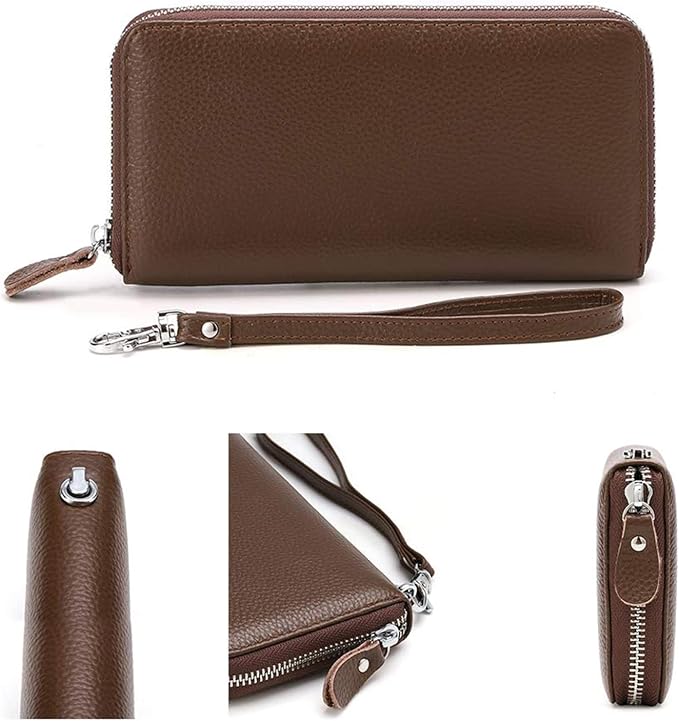 Moflycom Womens Wallet RFID Blocking Genuine Leather Zip Around Wallet Clutch Wristlet Travel Long Purse for Women - Image 3
