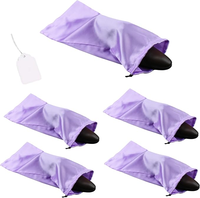 GONGKANGYUAN 4 Pack Shoe Bags for Travel Satin Fabric Shoe Bag with Drawstring for Men Women Travel Protecting Storing Shoes (Violets) by GONGKANGYUAN