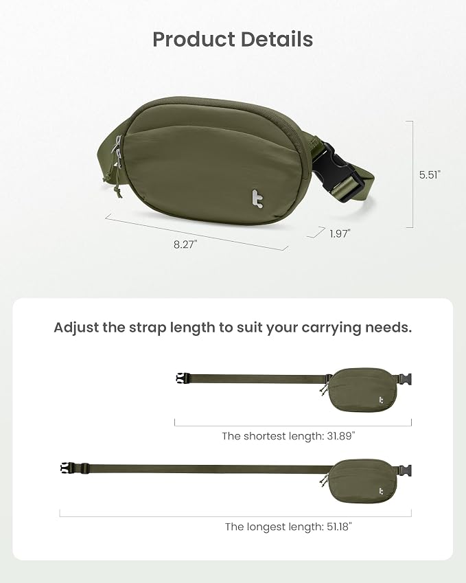 tomtoc Belt Bag with RFID Blocking, Cross Body Fanny Pack for Women Men, Sling Waist Bags with Adjustable Strap for Travel Walk - Image 9