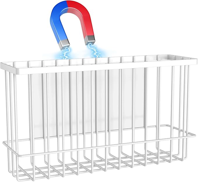 NiHome Magnetic Basket Organizer, Dryer Ball Holder, 1 Pack, White | Hold Up to 14 Lbs, Fits Fridge or Any Metal Surface, No Drill Install, Saves Space for Home or Office, Medium & Small by NiHome