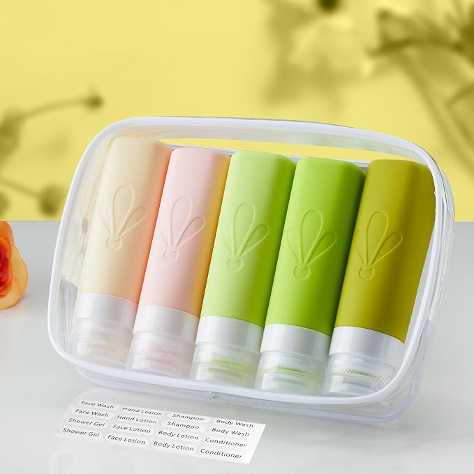 INSFIT Travel Bottles for Toiletries, TSA Approved 3oz Travel Size Toiletries, BPA Free Leak Proof Squeezable Silicone Tubes Travel Essentials for Shampoo Conditioner Lotion Soap - Image 5