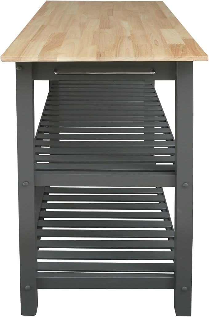 Casual Home Kitchen Island with Solid American Hardwood Top, Slate Gray, 40" W (373-932) - Image 2