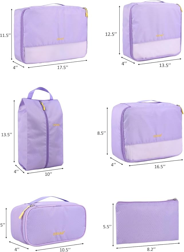 Packing Cubes for Suitcases, 5 Set Travel Luggage Organizer Bags and Storage Packing Cubes for Women Men, Purple - Image 2