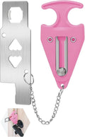 Portable Door Lock for Travel Door Lock Hotel Room Security Devices Apartment Jammer Additional Safety for Traveling Home College Upgrade (Pink Combination) by GINFH