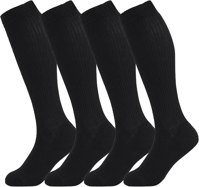 +MD Cotton Compression Socks for Women & Men 4/6 Pairs 15-20mmHg Knee High for Sports, Travel, Nursing Long Sitting Standing by MD