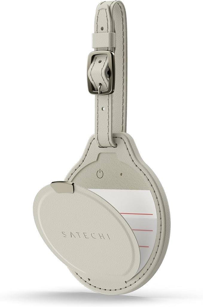 Satechi FindAll Luggage Tag, Find My Compatible, TSA-Friendly, Sand | Bluetooth Tracker, airport tracking, left-behind alerts, loud audible chime, wireless rechargeable, for iPhone, iPad, Mac by Satechi