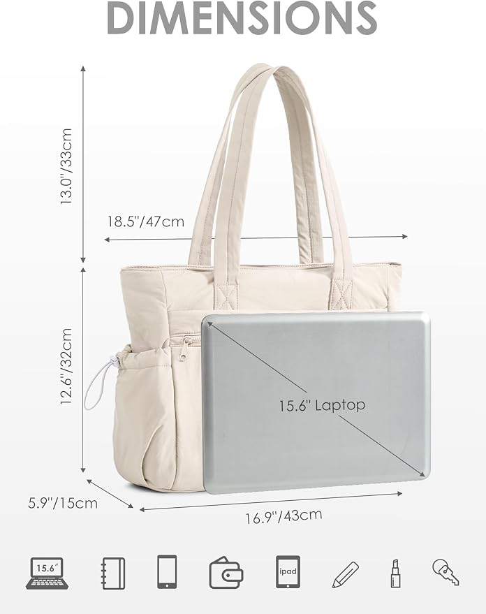 Tote Bag for Women, Lightweight Large Puffer Bag, Quilted Shoulder Purses Handbags for Travel Work - Image 4