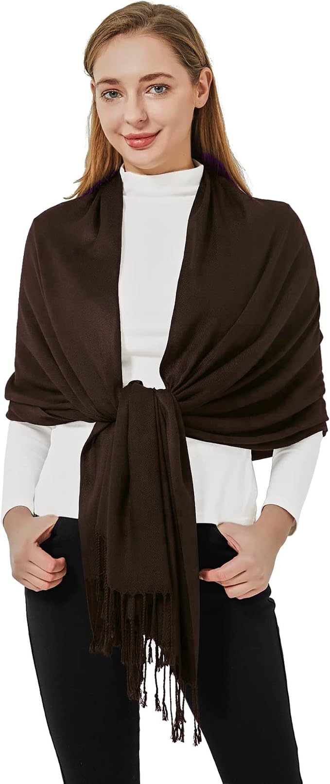 Soft Silky Pashmina Shawl Wraps Solid Colors Scarf for Wedding Evening Dresses by Ronfoxi