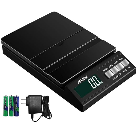 Acteck High Accuracy A-CE65 Black 0.1OZ Digital Shipping Scale, Postal Scale and Mail Scale by ACTECK