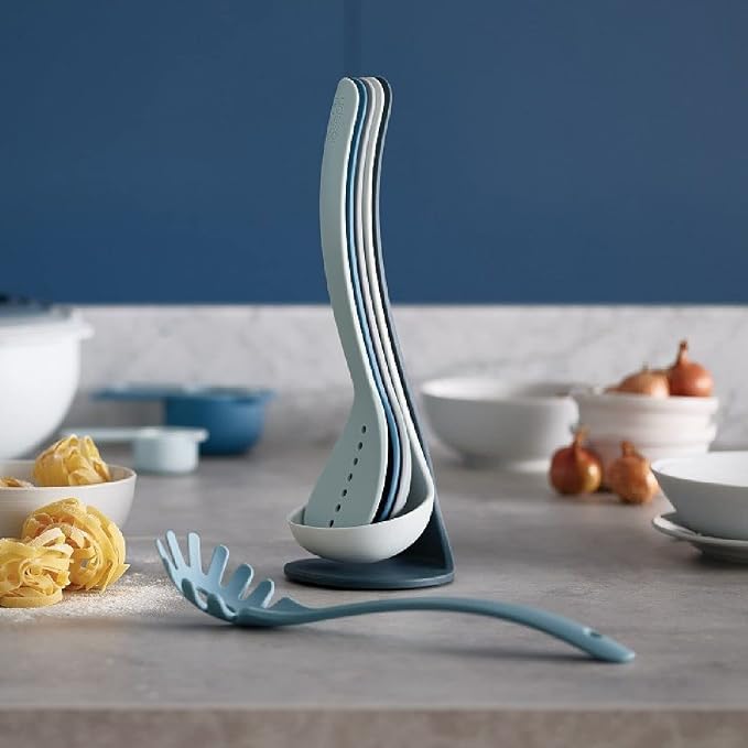 Joseph Joseph Nest Utensils Compact Stacking Kitchen Tool Set with Magnetic Storage Stand Nylon, 5-piece, Editions- Sky,Blue - Image 3