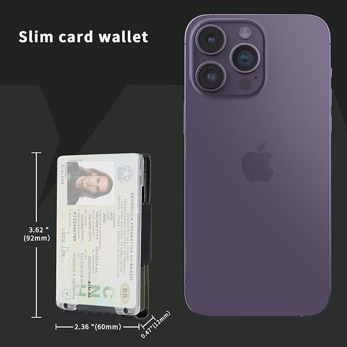 Wallet for Men Slim Pull Tab Metal RFID Blocking Credit Card Holder with ID Window & Cash Strap - Compact Front Pocket Design Holds 1-10 Cards (3.62x2.36x0.47in) (Carbon) - Image 5