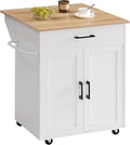MAHANCRIS Kitchen Island on Wheels with Drop Leaf, Folding Countertop Kitchen Island Cart, Kitchen Island Table with Towel Rack, Drawer, for Kitchen, Dining Room, White and Natural KINW12501 by MAHANCRIS