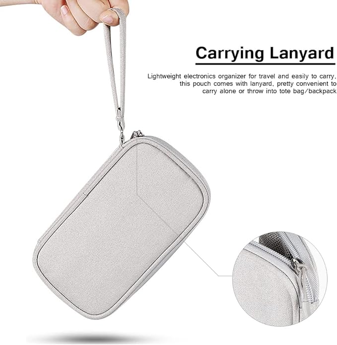 Electronics Organizer Bag Pouch Cable Charger Organizer Travel Shockproof Cord Carrying Case for Earphone Powerbank USB Hard Drive SD Card (Black) - Image 4